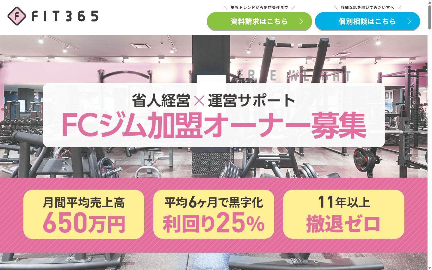 FIT365のフランチャイズ募集サイト